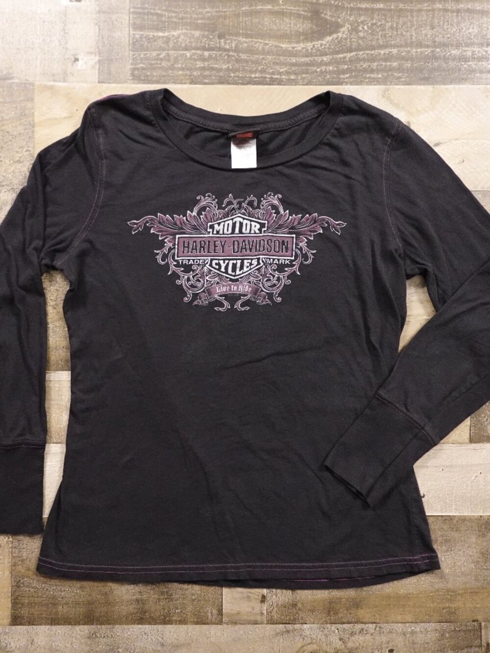 Harley-Davidson Graphic Long Sleeve T-Shirt Women's 2XL Blackâ Biker Logo